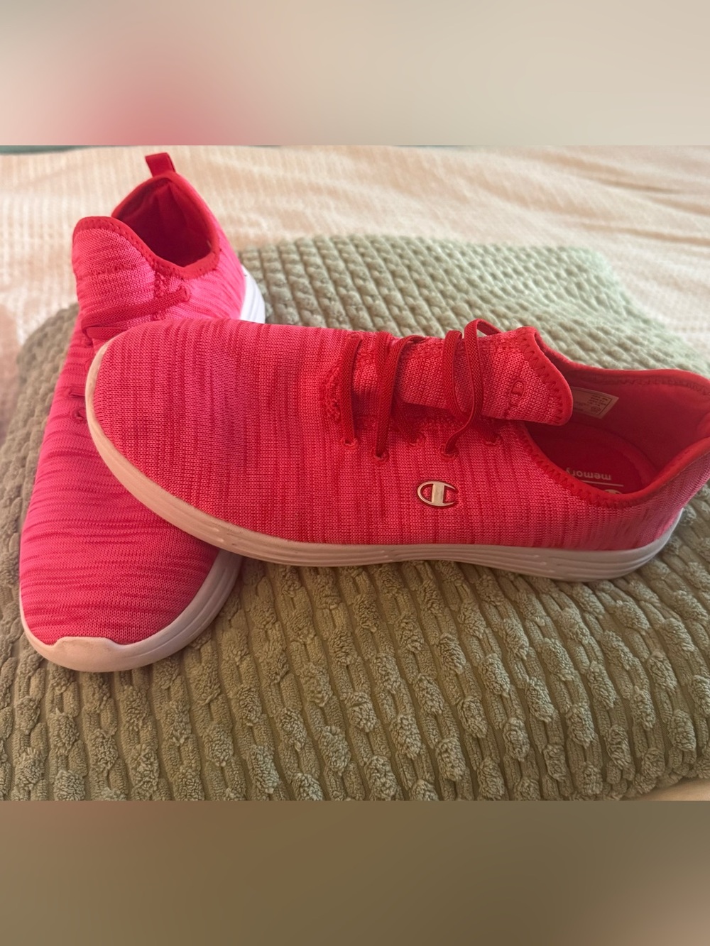 Champion Women’s Bright Coral Knit Slip-On Athletic Sneaker